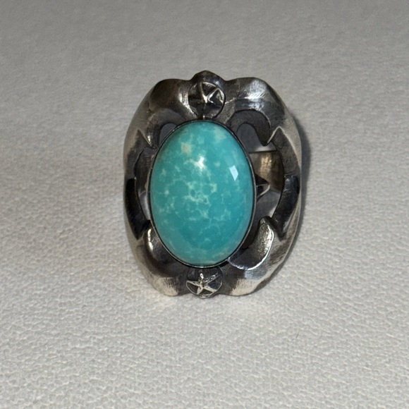 Native American Sterling Silver and Turquoise Ring size 9.5